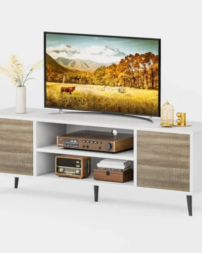 TV Stand for 65 Inch TV, Entertainment Center with Storage Cabinet and Open Shelves, TVs Console Table Media Cabinet