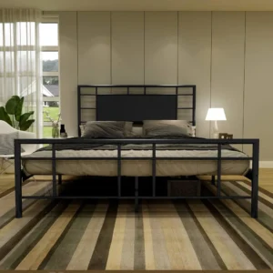 King Size Metal Platform Bed Frames With Headboard And Footboard With Storage No Box Spring Needed Easy Assembly Black