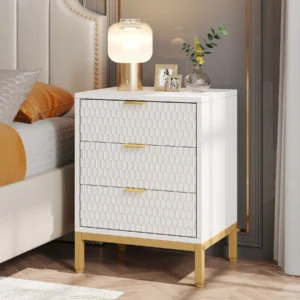 Tribesigns Modern Nightstand, 65.5 cm Tall Bedside Table with 3 Drawers, Contemporary End Side Table with Storage