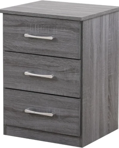 Bedroom Bedside Table 3 Drawer Nightstand in Gray Home Furniture