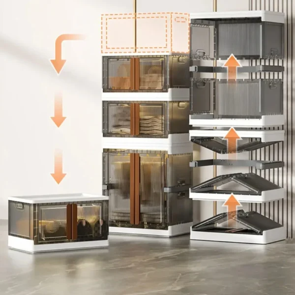 Folding Wardrobe Storage Cabinet Installation Free Movable Transparent Kids Clothing Organization Simple Foldable Closet Cabinet