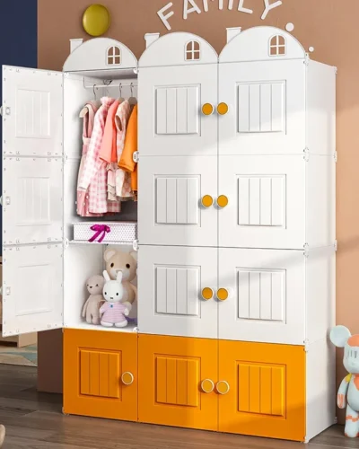 Cheap Cupboard Wardrobe Kids Simple Minimalist Makeup Display Wardrobe Modern Nordic Shelves Plastic Armario Hotel Furniture