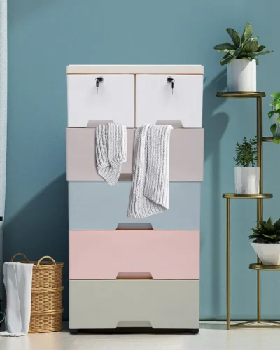 Multi-Layer Assembled Baby Wardrobe Storage Cabinet - Plastic Bedroom Furniture