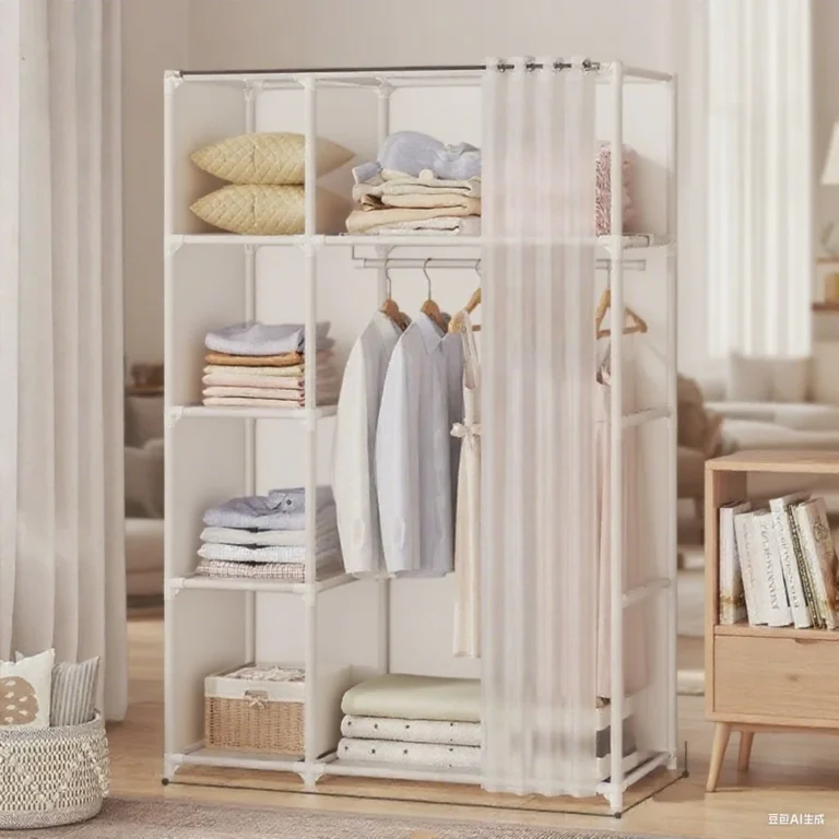 Layers Dustproof Simple Wardrobe Double Row High Capacity Partition Bookshelf Bedroom Cabinet Portable DIY Clothes Organizer