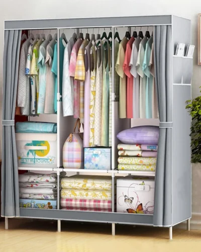 Closet Wardrobe Portable Organizer Storage Rack Clothes Shoe Clothing Shelf Dustproof Non-woven Fabric Quick and Easy to Assembl