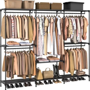 Portable Closet, 80.7 Inch Extra Large Capacity Wardrobe Closet, Clothes Storage Organizer with Shelves and 5 Hanging Rods, Easy