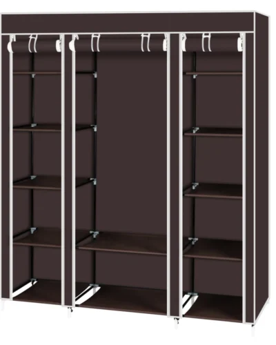69" Portable Clothes Wardrobe Storage Organizer with Non-Woven Fabric Quick and Easy To Assemble Extra Strong and Durable Dark