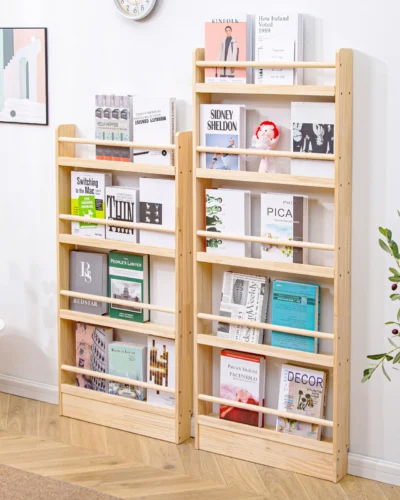 Solid Wood Narrow Bookshelf Door Backspace Saver Children's Miscellaneous Magazine Picture Book Storage Rack snack shelf