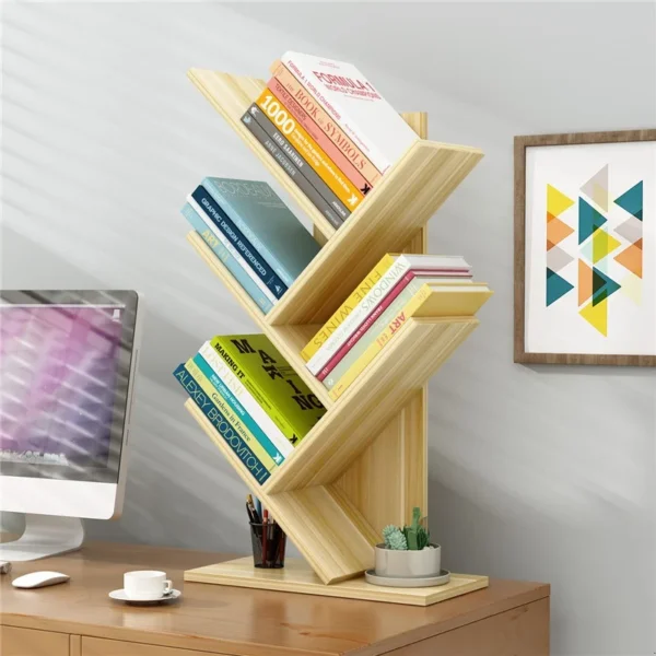 3/5layer Tree-shaped Bookshelf Multi-layer Floor Bookshelf Desktop Fish Bone Small Bookshelf Student Bedroom Simple Bookshelf