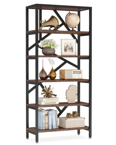 Tribesigns 71 Inch High Quality Shelving Units Organizer Rack Industrial Wood Open Bookshelf