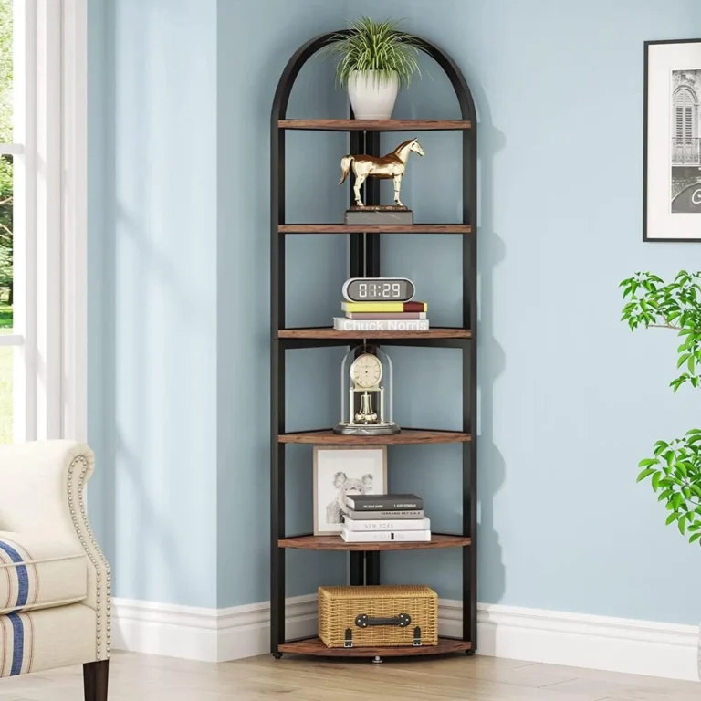 6 Tier Corner Shelf, 71 inch Tall Corner Bookshelf for Small Space,Rustic Plant Stand Display Rack for Living Room, Home Office