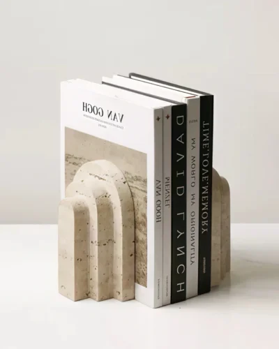 1 Piece Stylish Natural Marble Stone Bookends Modern Decorative Desk Accessories for Home  Living Room, Office & Bookshelf