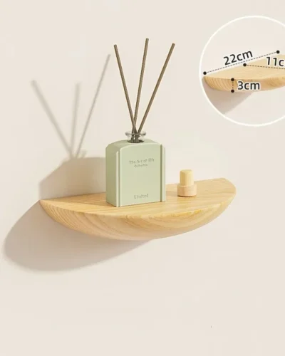 Semicircle Wooden Wall Shelf Solid Wood Partition Wall Rack Shelf Wall Hanging Background Floating Projector Display Stand Decor