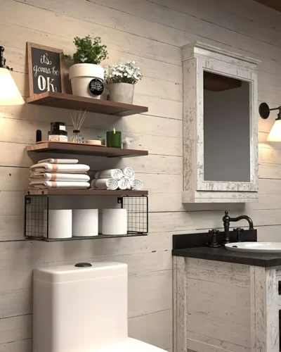 Wall Mounted Floating Shelves 3 Wood Bathroom Shelves Farmhouse Floating Shelf Bathroom Accessories for Bedroom