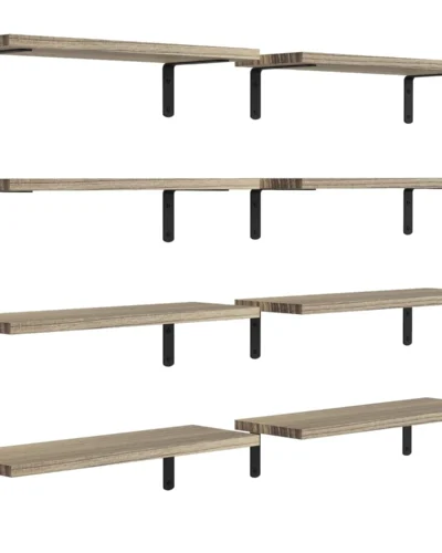 Floating Shelves, 8 Sets Wall Shelves, Wood Floating Shelves for Bedroom Wall Décor, Wall Mounted Floating Bathroom Shelf
