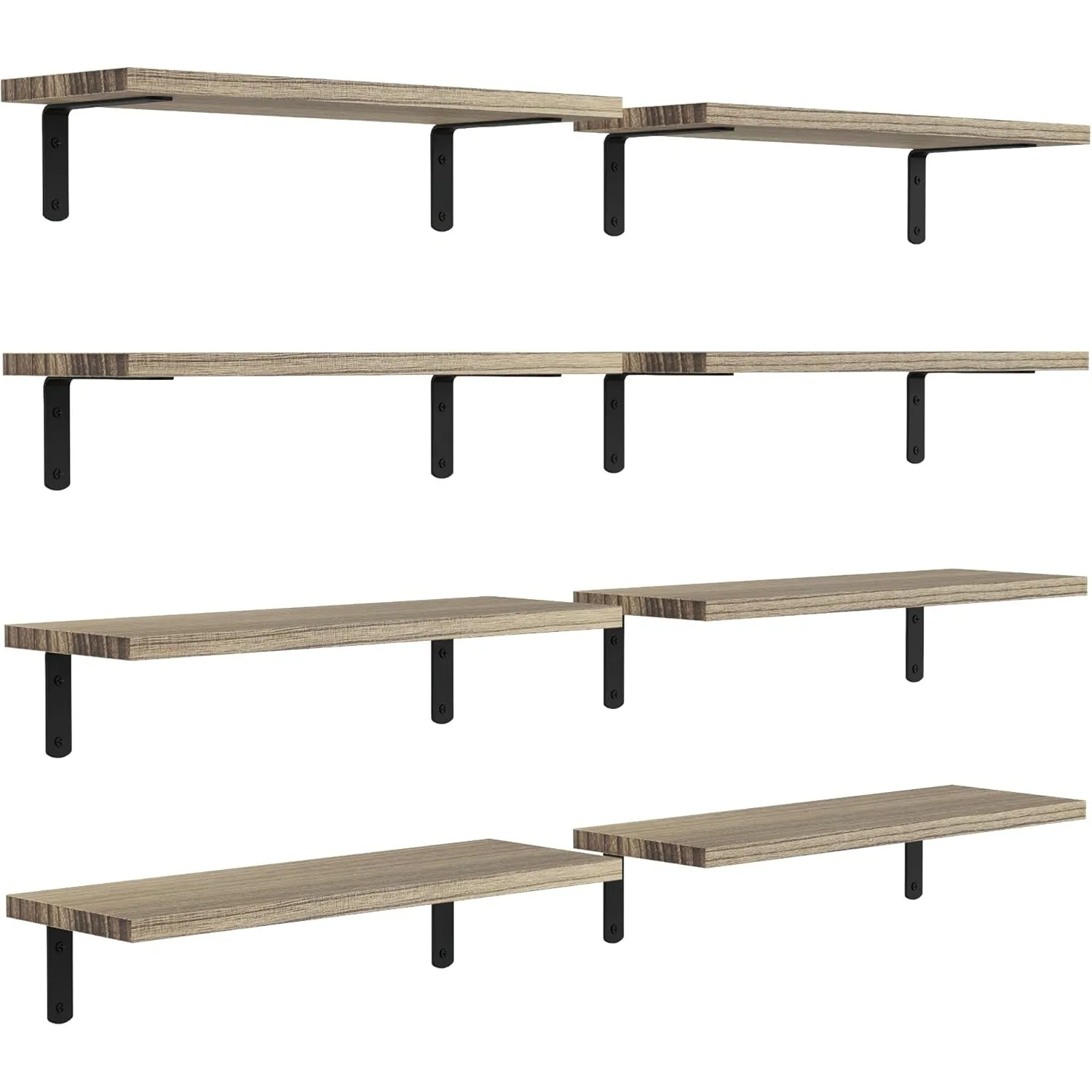 Floating Shelves, 8 Sets Wall Shelves, Wood Floating Shelves for Bedroom Wall Décor, Wall Mounted Floating Bathroom Shelf