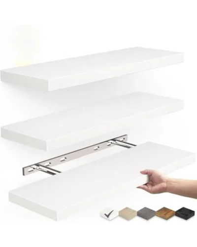 Floating Shelves for Wall, Wall Mounted Rustic Wood Shelves for Bathroom, Bedroom, Living Room, Kitchen, Hanging Books/Storage