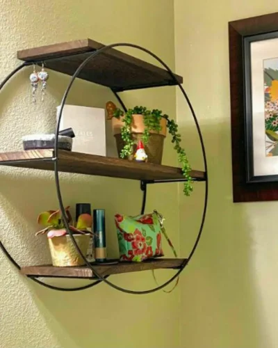 3 Tier Floating Wall Mounted Rustic Industrial Wood Metal Shelves for Bathroom Bedroom Living Room Kitchen Office