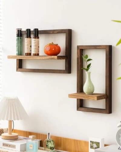 Wood Floating Wall Shelves Hanging Shelf for Wall Storage Rustic Farmhouse Decor for Bedroom Bathroom Living Room Kitchen