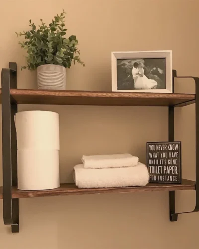 Large Rustic Industrial Pipe Wall Floating Shelf Wooden Storage Shelving Unit
