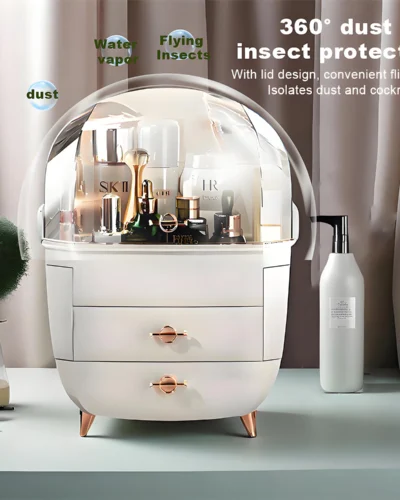 Luxury Plastic Drawer Storage Box for Cosmetics | 3-Layer Desktop Organizer | Transparent Dustproof Makeup Storage Cabinet | H