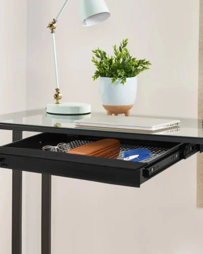 Sliding Pull-out Drawer Slides Out Tray Drawer Storage Organizer Under Desk for Paper Pencil Stationery for Home Office Black