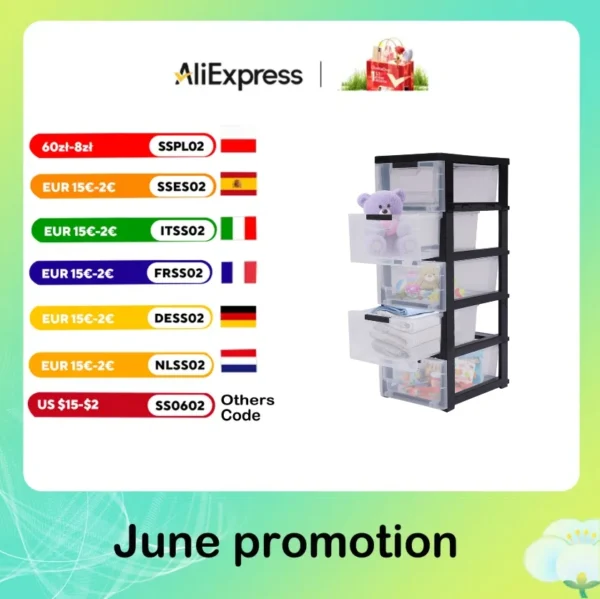 PP Plastic Storage Cabinet 5 Drawers Stackable Clothes Storage Box Organizer HOT