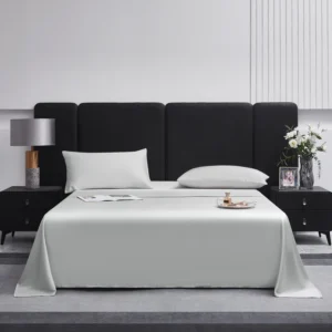 Luxury Grey Natural Bamboo Lyocell Flat Top Sheet,Silk-Like Cooling Mattress Cover Bed Bedspread  Linens US Queen 228*259cm*1pc