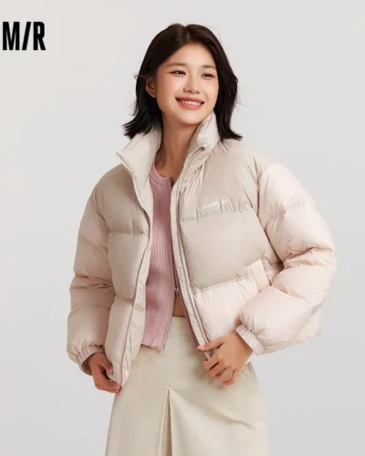 Semir Down Jacket Women Short Length Three-Resistant Oversize Winter 2024 New Letter Stand-Up Collar Top