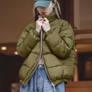 Maden Reversible Down Jacket for Women Winter Thick Warm White Duck Down Coat Unisex Solid Outerwear Thermal Jacket Loose Fit