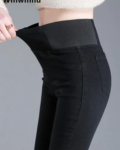 Oversize 26-38 Black Skinny Pencil Jeans Women High Waist Slim Denim Pants Stretch Leggings Vaqueros Casual Pantalones Jean 2024