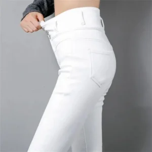 Ankle-length Stretch Vaqueros New High Waist Button Fly White Pencil Jeans Women Black Big Size 5XL Skinny Denim Leggings Pants