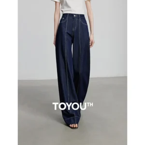 TOYOUTH Women Denim Jean 2025 Spring New Long Pants P8518061