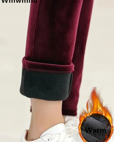 Winter Thicken Velvet Pencil Pants Women's High Waist Plush Fleece Lined Big Size 5xl Ankle-length Pantalons New Slim Leggings