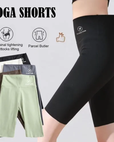 New High Waist Sports Shorts Women Naked Feeling Workout Push Up Leggings Tummy Control Yoga Running Fitness Gym Slim Pants