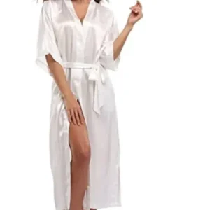Women Silk Satin Long Wedding Bride Bridesmaid Robe Kimono Robe Feminino Bath Robe Large Size XXXL Peignoir Femme Sexy Bathrobe