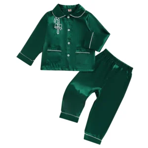 1-5Years Kids Boys Girls Christmas Pajamas Set Candy Cane Print Long Sleeve Shirts Long Pants 2 Pieces Lounge wear Sleepwear