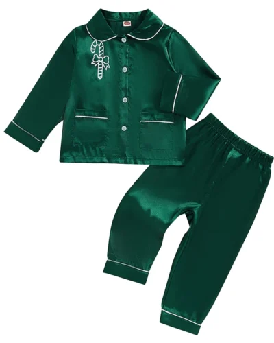 1-5Years Kids Boys Girls Christmas Pajamas Set Candy Cane Print Long Sleeve Shirts Long Pants 2 Pieces Lounge wear Sleepwear