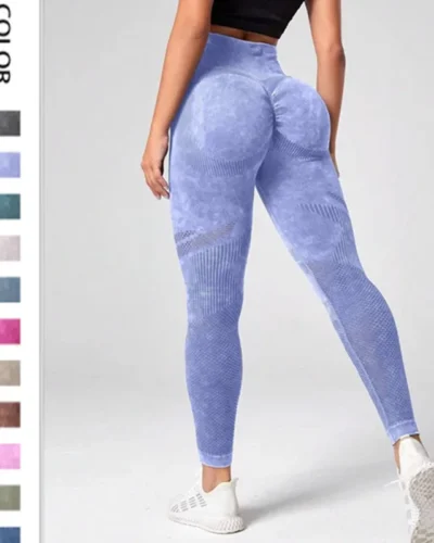 WOYYHO Athletic Pants Women Seamless Yoga Pants Mesh Sports Leggings High Waist Gym Tights Workout Squat Proof Pants