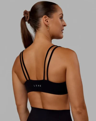 Lksd Vantage Sports Bra Women Buttery-soft Comfort Flat Straps Bonded Seams Fixed Padded Bras With Reflective LSKD Logo
