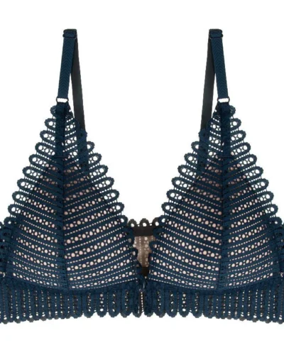 New Women's Bra French Triangle Cup Underwear Women's Thin Sexy Lace Beautiful Back Buckle Small Bra Gathering No Steel Ring Bra
