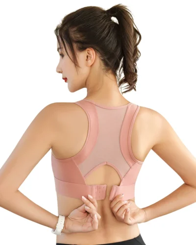 Fitness Bra Top Woman Push Up Wirefree Adjustable Buckle Mesh Nylon Yoga Workout Jogging Sport Underwear Gym Bra Plus Size XXL
