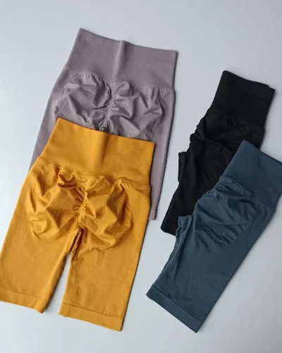 Women Yoga Shorts High Waist Sport Shorts Hip Push Up Soft Fitness Quick Dry Running Shorts Tummy Control Workout Gym Shorts