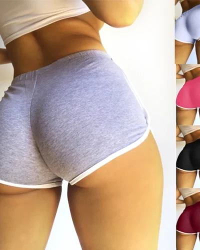 Women Mid Waist Sport Shorts Slim Fit High Stretchy Short Trousers For Summer Female Ladies Running Exercise Beach Short Pants