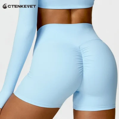 Ctenkevet Solid Color Women Fitness Quick-Dry Sport Short Women Cycling Soft Training Shorts Jog High Waist Yoga Short Legging