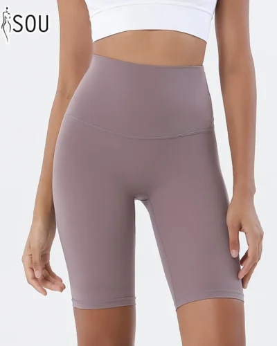 SOISOU Nylon Women's Shorts Gym Yoga Cycling Shorts High Waist Elastic Breathable No T Line Fitness Womens Clothing 24 Colors