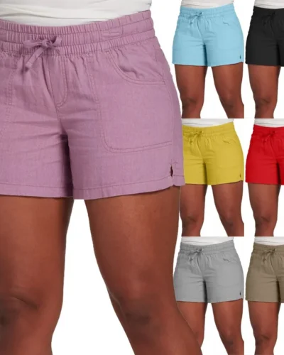 Women Fashion Casual Solid Color Elastic Waist Split Shorts Casual Short Pants
