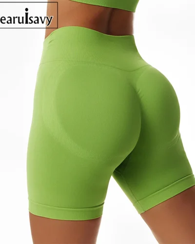 Summer Comfortable Seamless High Waist Yoga Shorts Gym Elasticity Hip Lift Pants Running Cycling Sports Shorts Tight Women