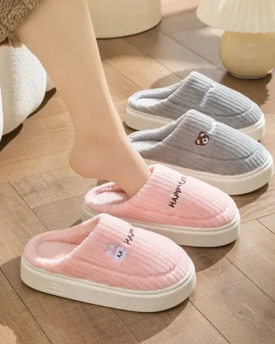 Cotton Slippers for Women Suitable for Home Use Indoor Anti Slip Confinement Shoes Thick Soled Warm for Couples Men Slippers