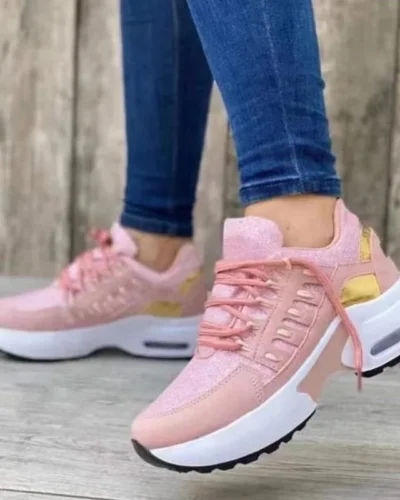 Women's Shoes Spring and Autumn New Mesh Breathable Casual Shoes Outdoor Lightweight Non-slip Wedge Heel Thick-soled Sneakers